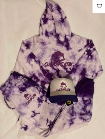 Culturekid Ladies Purple Haze Sweatsuit Tye Dye Set with matching Trucker Hat